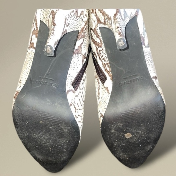 COLIN STEWART Leather Snake Embossed Calf High Boots Cream Tan Brown Size 9 - Picture 2 of 12